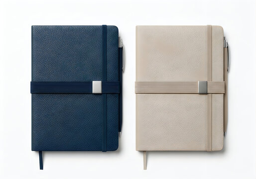 Minimalist black and grey moleskine style notebooks with elastic closures