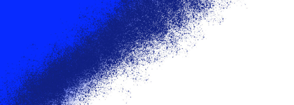 Abstract blue paint splatter effect on a white background with gradient transition