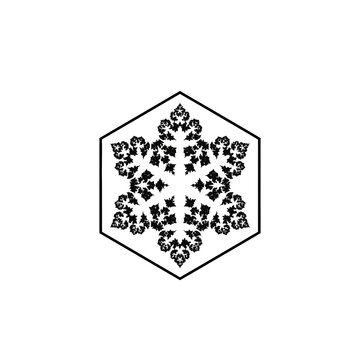 Hexagonal geometric floral emblem with intricate leaf pattern