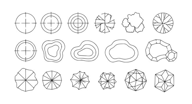 Top View Tree Symbols Collection: Architectural and Landscape Design Icons