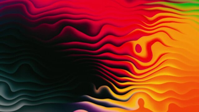 Dark red orange wavy stripe pattern flowing as colorful abstract background footage
