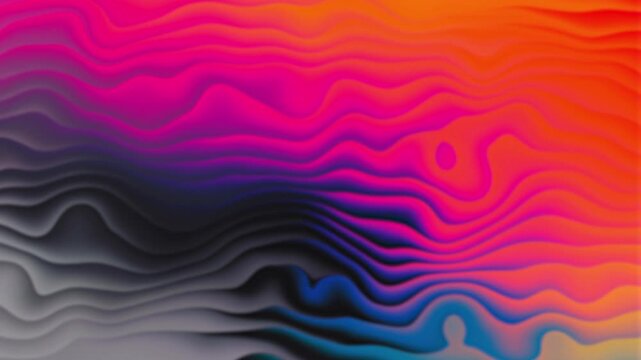 Orange pink purple wavy stripe pattern flowing as colorful abstract background footage