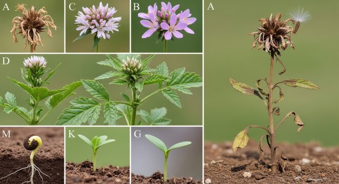 Life Cycle of Scabiosa atropurpurea From Seedling Emergence to Dried Flower Transformation&mdash;Botanical Study Plant Growth Stages Floral Morphology and Development Agricultural Science