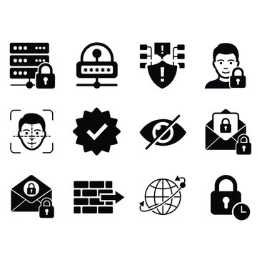 Cyber Security and Data Protection Solid Icons Pack