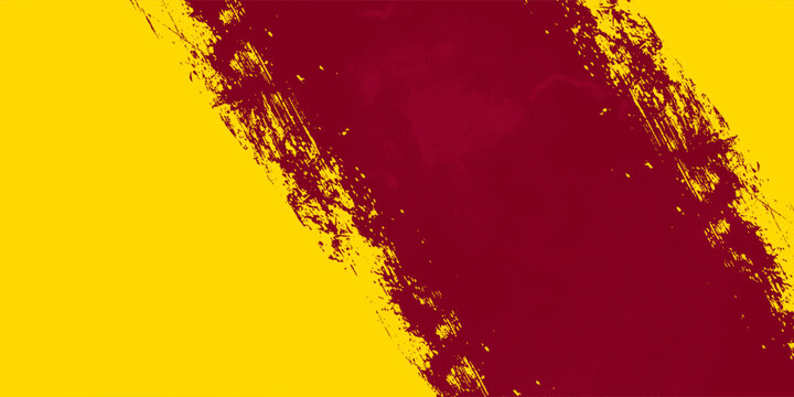 Vector background with burgundy and yellow gold grunge texture. Abstract two tone design, rough brushstroke divide. Ideal for bold banners, classic themes or sports concepts