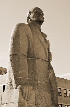 SOFIA,  BULGARIA : Statue to Lenin in Sofia, the capital of Bulgaria. Vladimir Ilyich Lenin was a Russian communist revolutionary, politician and political theorist.