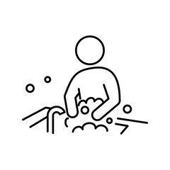 食器を洗う人物のシンプルな洗い物アイコン © nabe
