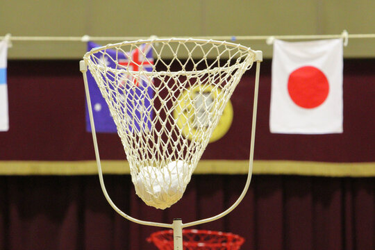 白組の玉入れ