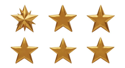 Obraz premium various golden stars set against a plain white background awards achievement or festive holiday concepts