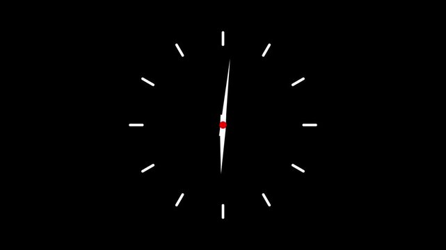 clock icon animation on a black background,with 4k video animation.