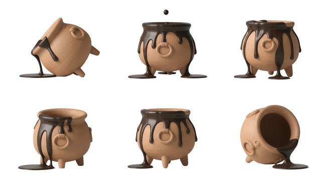witchs cauldron models with dripping chocolate isolated on white background fantasy themed design projects