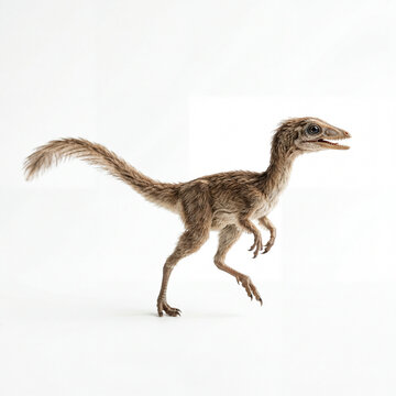 Delicate Compsognathus With Feathered Texture And Agile Pose For Intimate Dinosaur Macro Artwork