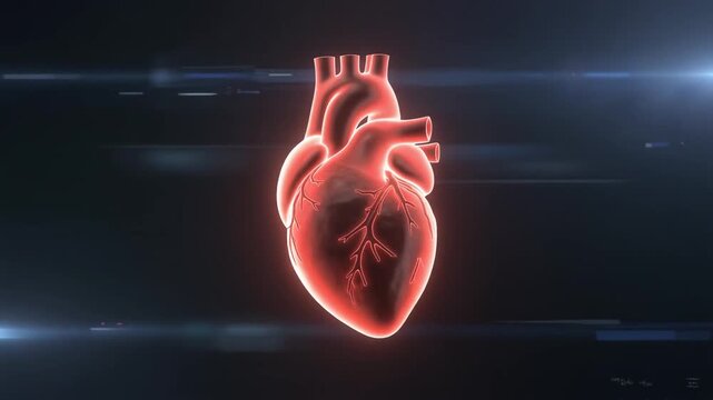 Glowing Red Heart Animation - Medical Science and Health Concept