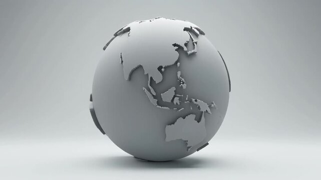Rotating 3D Globe, Earth Rotation, Global Technology Concept