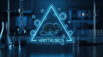 Fototapeta premium Visual warning of hantavirus risk, highlighting rodent transmission and importance of infection prevention in public health.