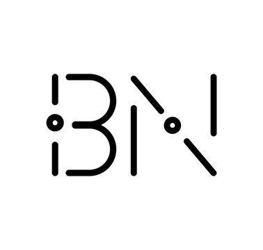 BN letter initials black colored with modern font