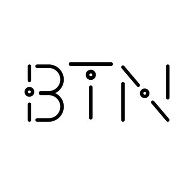 BTN letter initials black colored with modern font
