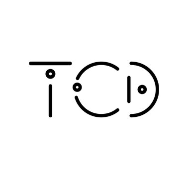 TCD letter initials black colored with modern font