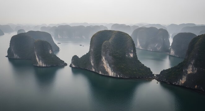 Ha Long Bay limestone karsts jungle waterway scenic travel destination