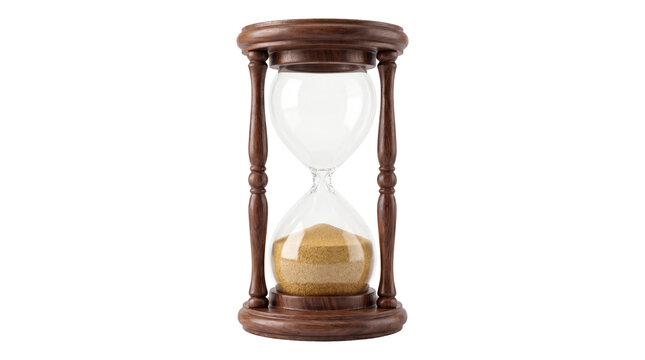 Hourglass timer with sand on a transparent background