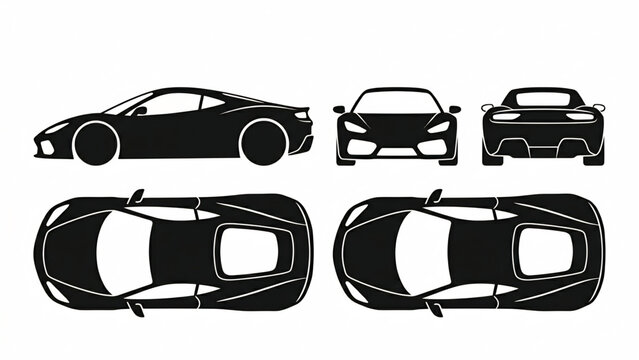 Ultimate racing car vector bundle: Multi-angle silhouettes for automotive branding.