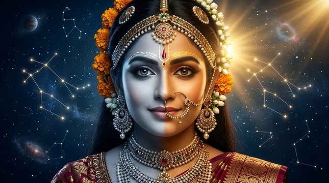 Mithuna Sankranti Concept Art Representing Gemini Zodiac Duality
