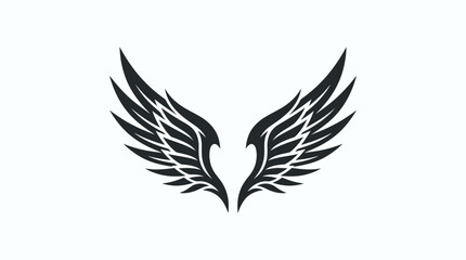 Fototapeta premium Dynamic black and white stylized wings graphic design, an elegant emblem perfect for logos, tattoos, or symbolic representations of freedom, aspiration, and strength