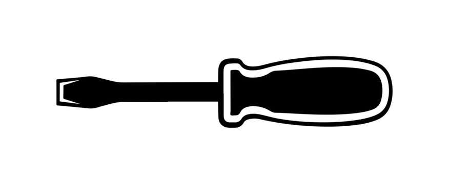 Bold Black Flathead Screwdriver Silhouette Vector Icon