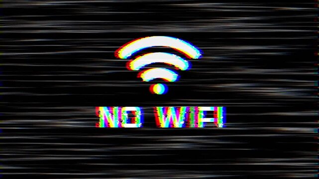 Glitchy No Wi-Fi Symbol with Static and Distortion
