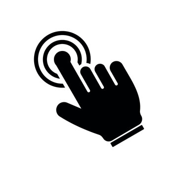 Hand click icon, Finger tap gesture silhouette vector illustration