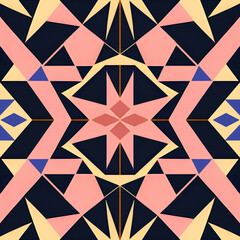 Obraz premium Modern Geometric Star Pattern in Navy Pink and Cream