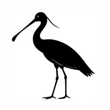 Black stilt bird standing on white background in profile view
