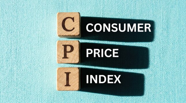 Wooden blocks displaying the consumer price index acronym on a textured blue background representing important economic data and inflation trends