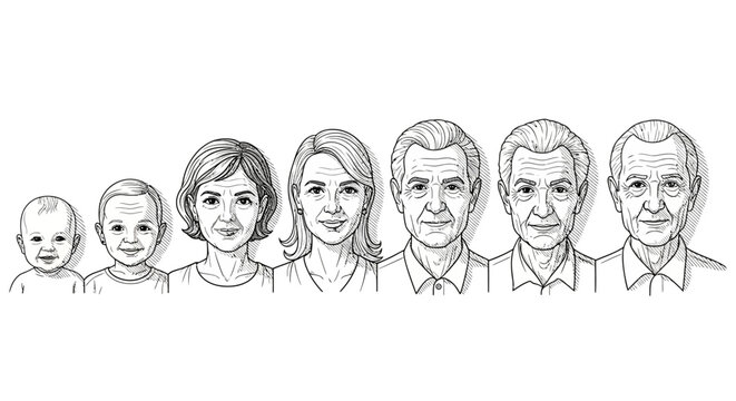 Diverse Family Lineup Illustration Portrait.