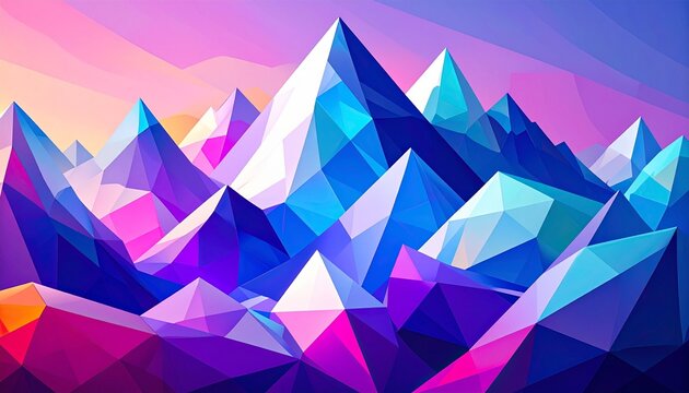 Abstract geometric mountain range formed by colorful glass shards