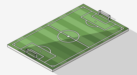 Isometric Soccer Field, Football Pitch, Sports Game Concept, Green Grass © Diyah