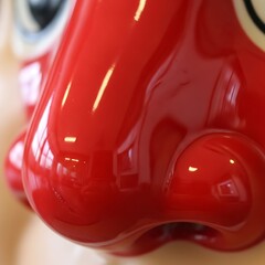 Fototapeta premium Close-up of red ceramic animal face.