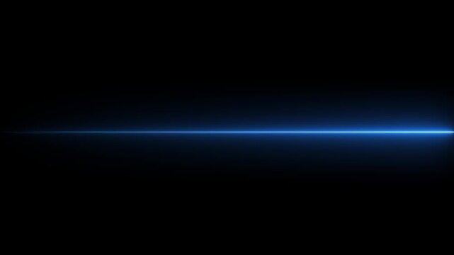 glowing blue neon Straight neon lazer animation of horizontal line on alpha background, straight neon lazer line, seamless .Straight neon line animation glowing