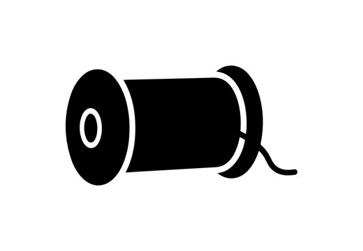 Black Bold Spool of Thread Silhouette Icon