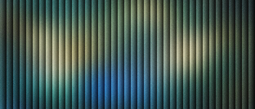 Industrial metal texture with vertical corrugated steel lines, dark blue and gold metallic background for architectural design, textured aluminum panel surface with soft cinematic lighting.