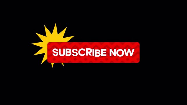 Animated Subscribe Now Button with Starburst on Transparent Background