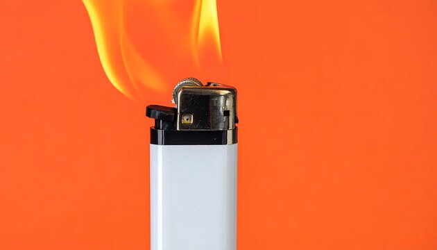 Close-up of lit silver lighter.