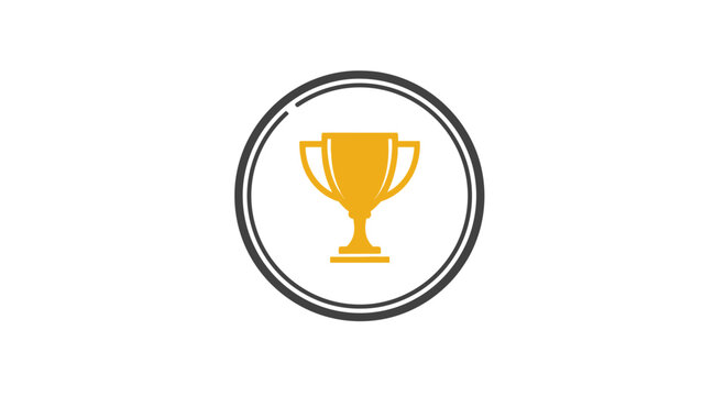 Golden Trophy Cup Icon Symbol.