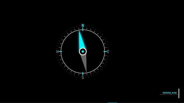 Elegant Digital Compass Animation Showing Navigation Direction with Smooth Motion and Modern Style Video