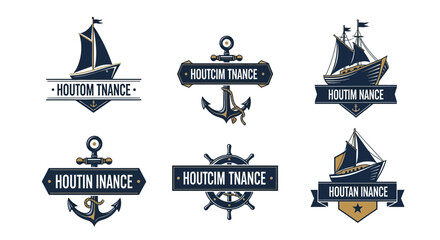 Nautical Emblems: Sailing Ship & Anchor Logos, Vintage Marine Design © ANAK