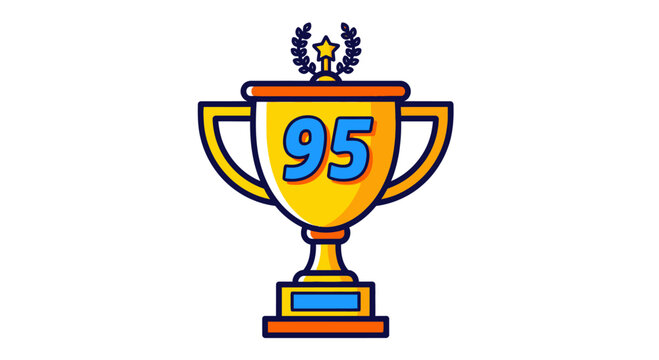 Golden Trophy with Number 95 and Laurel Wreath Illustration.