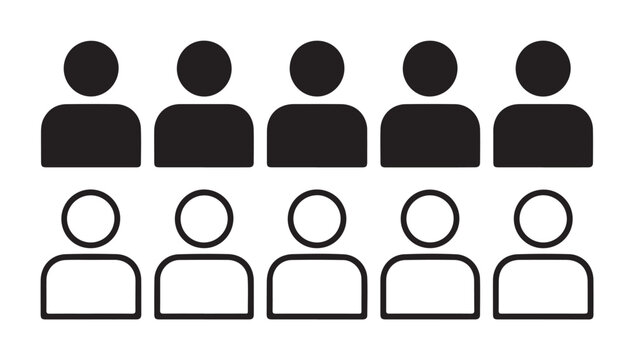 Standardized user profile icons featuring solid black and outline versions of human avatars.