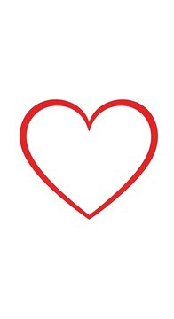 Red heart symbol on white background.
