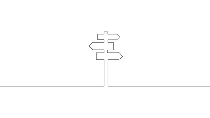 Continuous line signpost with multiple directional arrows on curved line, minimal editable vector illustration isolated on white background. © AhmadTriwahyuutomo