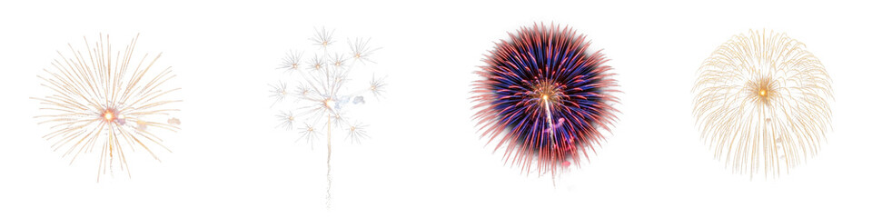 Obraz premium PNG vibrant colorful fireworks explosion set on transparent background